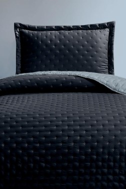 Çeyiz Diyarı - Washed Soft Quilted Double Sided Bedspread 2pcs, Coverlet 180x240 Cotton/Polyester Fabric, Single Size, Queen Bed, Navy Blue Çeyiz Diyarı - Washed Soft Quilted Double Sided Bedspread 2pcs, Coverlet 180x240 Cotton/Polyester Fabric, Single Size, Queen Bed, Navy Blue