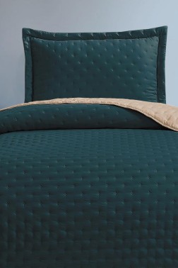 Çeyiz Diyarı - Washed Soft Quilted Double Sided Bedspread 2pcs, Coverlet 180x240 Cotton/Polyester Fabric, Single Size, Queen Bed, Green Çeyiz Diyarı - Washed Soft Quilted Double Sided Bedspread 2pcs, Coverlet 180x240 Cotton/Polyester Fabric, Single Size, Queen Bed, Green