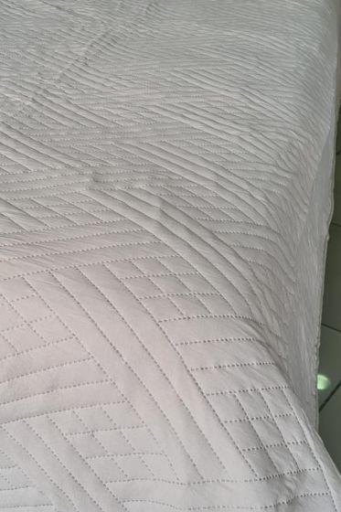 Washed Zigzag Double Size Bedding Set, Bedspread 240x260 with Pillowcase, Full Bed, Cotton-Polyester Fabric Full Bed Beige