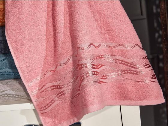 Wave Pattern Jacquard Cotton Hand and Face Towel Set 6 Pcs