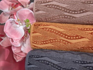 Wave Pattern Jacquard Cotton Hand and Face Towel Set 6 Pcs - Thumbnail