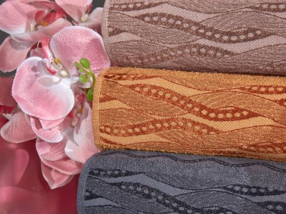 Wave Pattern Jacquard Cotton Hand and Face Towel Set 6 Pcs