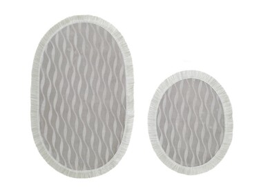 Waves Tasseled 2 Pcs Bath Mat Set Gray - Thumbnail