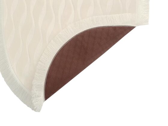 Waves Tasseled 2 Pcs Bath Mat Set Cream