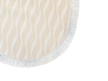 Waves Tasseled 2 Pcs Bath Mat Set Cream - Thumbnail