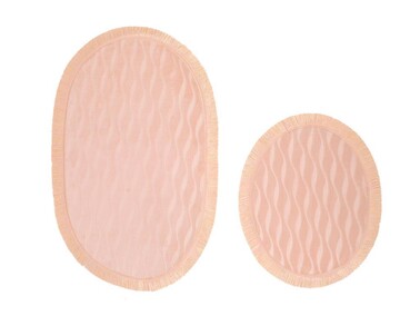 Waves Tasseled 2 Pcs Bath Mat Set Powder - Thumbnail