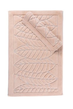 Çeyiz Diyarı - Yaprak Bath Mat Set 2 pcs, 60 x 100, 50 x 60, %100 Cotton Fabric Cappuccino Çeyiz Diyarı - Yaprak Bath Mat Set 2 pcs, 60 x 100, 50 x 60, %100 Cotton Fabric Cappuccino