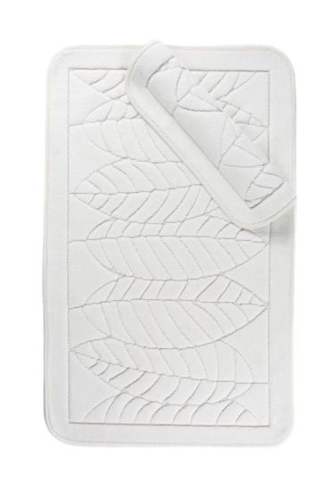 Yaprak Bath Mat Set 2 pcs, 60 x 100, 50 x 60, %100 Cotton Fabric Cream