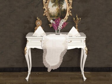 Dowry World - Leaf Laced 3-Piece Linen Bedroom Set Cream Mink Dowry World - Leaf Laced 3-Piece Linen Bedroom Set Cream Mink