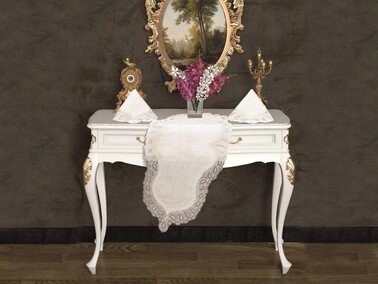 Dowry World - Yaprak Silvery Lacy 3-Piece Bedroom Set - Cream Silver Dowry World - Yaprak Silvery Lacy 3-Piece Bedroom Set - Cream Silver