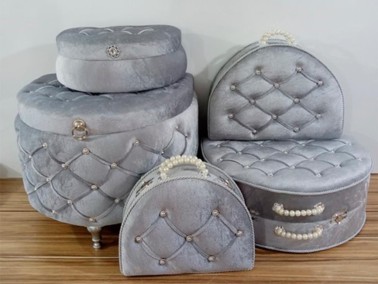 Çeyiz Diyarı - Half Moon 5 Liter Dowry Chest Set Light Gray Çeyiz Diyarı - Half Moon 5 Liter Dowry Chest Set Light Gray