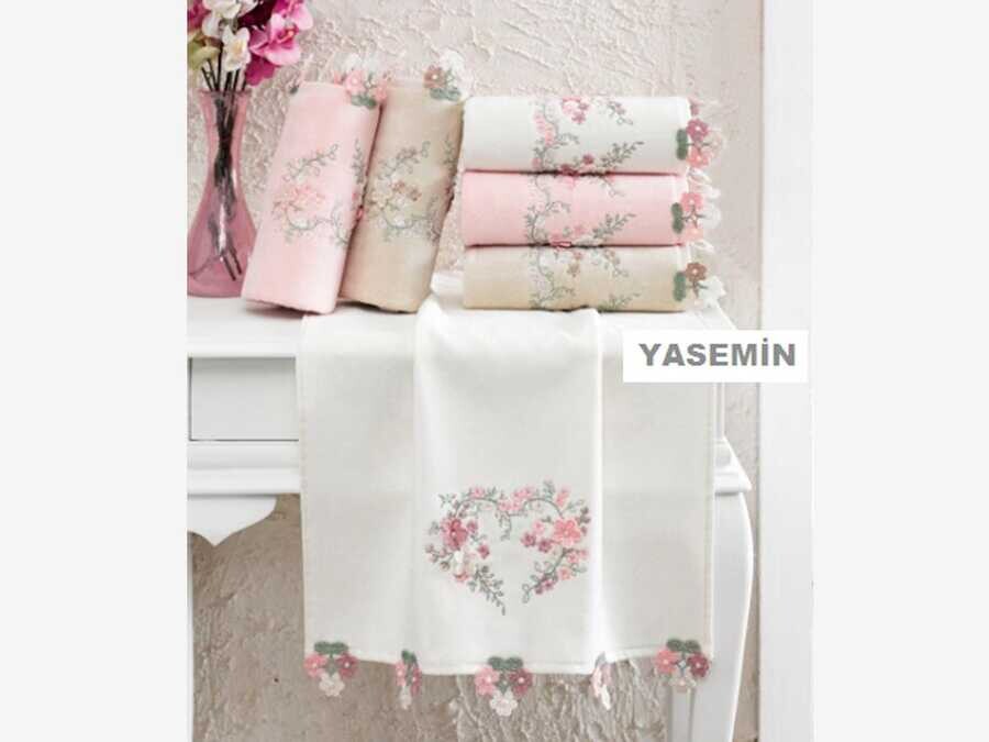 Dowry World - Yasemin Velvet Embroidered Hand Face Towel Powder Dowry World - Yasemin Velvet Embroidered Hand Face Towel Powder