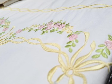 Yasmin Duvet Cover Set Embroidered 100% Cotton 6 Pieces Cream - Thumbnail