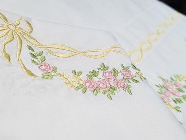 Yasmin Duvet Cover Set Embroidered 100% Cotton 6 Pieces Cream - Thumbnail