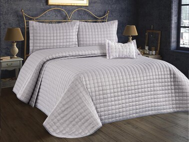 Yıldız Double Quilted Bedspread Gray - Thumbnail