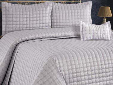 Yıldız Double Quilted Bedspread Gray - Thumbnail