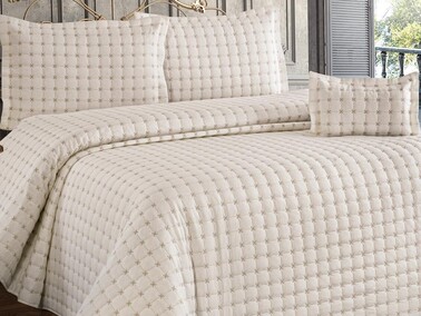 Yıldız Double Quilted Bedspread Cream - Thumbnail