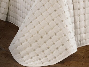 Yıldız Double Quilted Bedspread Cream - Thumbnail