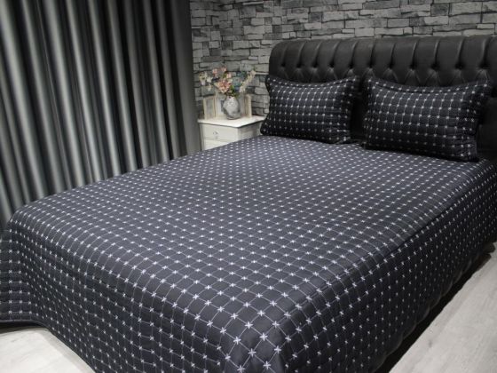 Star Double Quilted Bedspread Black