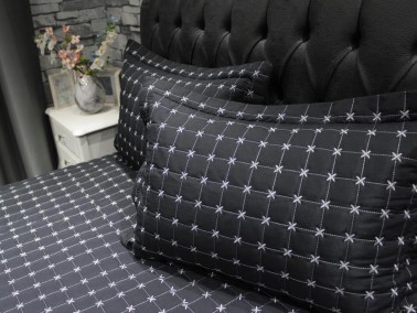 Star Double Quilted Bedspread Black - Thumbnail