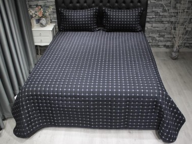 Star Double Quilted Bedspread Black - Thumbnail