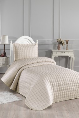 Yıldız Single Quilted Bedspread Cappucino - Thumbnail