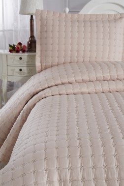 Yıldız Single Quilted Bedspread Cappucino - Thumbnail