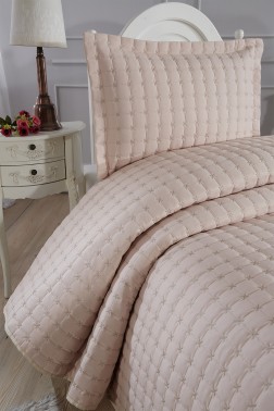 Yıldız Single Quilted Bedspread Cappucino - Thumbnail