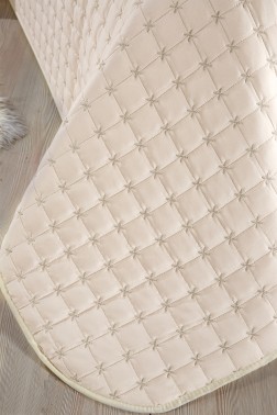 Yıldız Single Quilted Bedspread Cappucino - Thumbnail