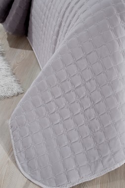 Yıldız Single Quilted Bedspread Gray - Thumbnail