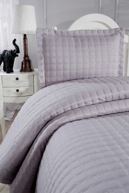 Yıldız Single Quilted Bedspread Gray - Thumbnail