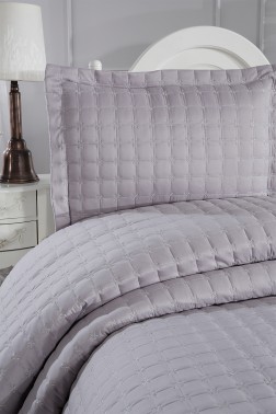 Yıldız Single Quilted Bedspread Gray - Thumbnail