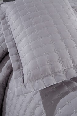 Yıldız Single Quilted Bedspread Gray - Thumbnail