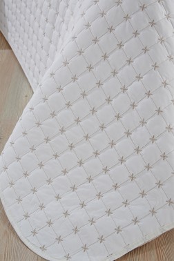 Yıldız Single Quilted Bedspread Cream - Thumbnail