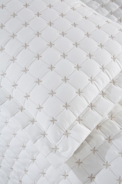 Yıldız Single Quilted Bedspread Cream - Thumbnail