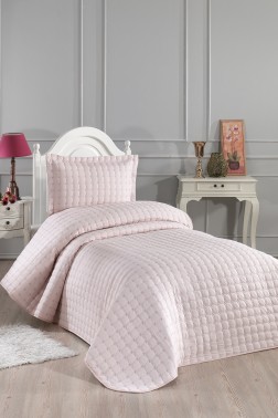 Yıldız Single Quilted Bedspread Powder - Thumbnail