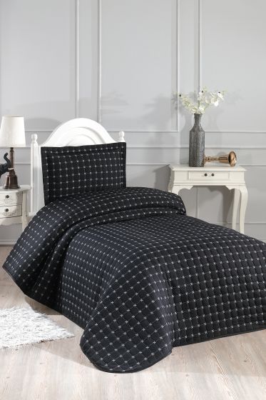 Yıldız Single Quilted Bedspread Black