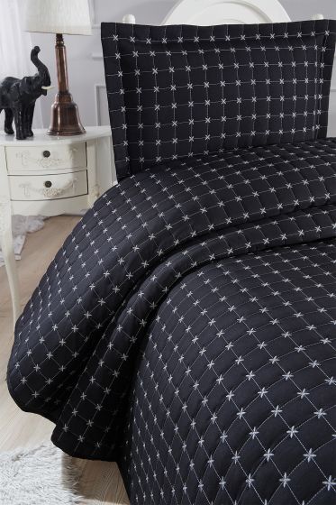 Yıldız Single Quilted Bedspread Black