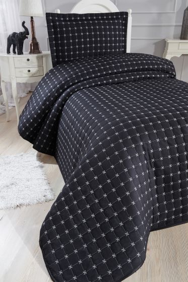 Yıldız Single Quilted Bedspread Black