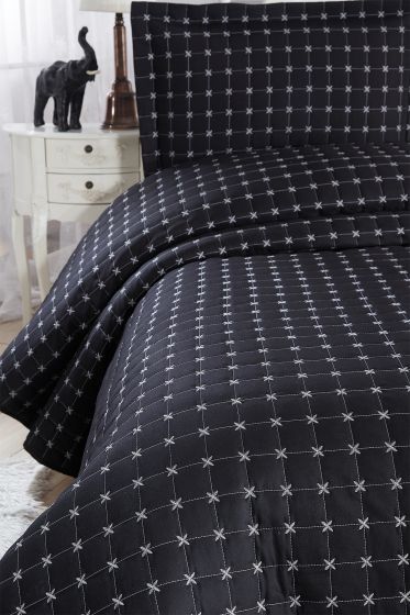 Yıldız Single Quilted Bedspread Black