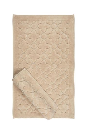 Yonca Bath Mat Set 2 pcs, 60 x 100, 50 x 60, %100 Cotton Fabric Beige