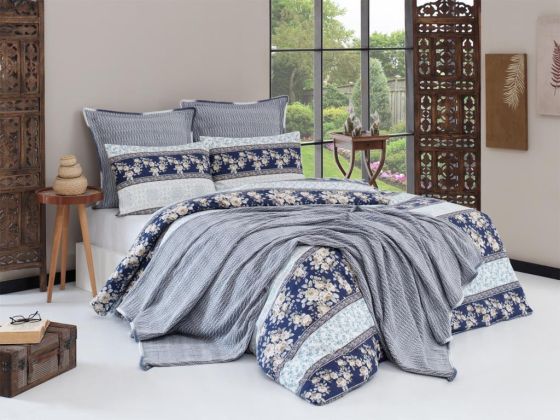 Yua Bedding Set 6 Pcs, Bedspread 200x230, Duvet Cover 200x220, Bed Sheet, Double Size, Self Patterned, Daily use