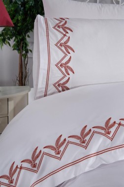 Yuliana Embroidery King Size Duvet Cover Set 6 pcs, Duvet Cover 200x220, Sheet 240x260, Double Size, Cream Color - Thumbnail