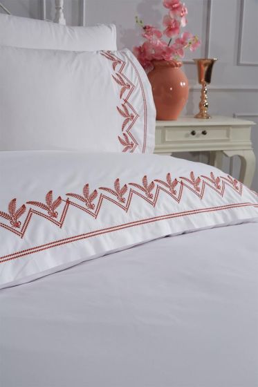 Yuliana Embroidery King Size Duvet Cover Set 6 pcs, Duvet Cover 200x220, Sheet 240x260, Double Size, Cream Color