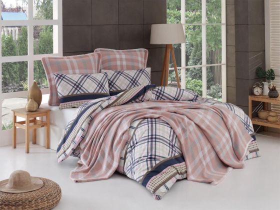 Yuma Bedding Set 6 Pcs, Bedspread 200x230, Duvet Cover 200x220, Bed Sheet, Double Size, Self Patterned, Daily use