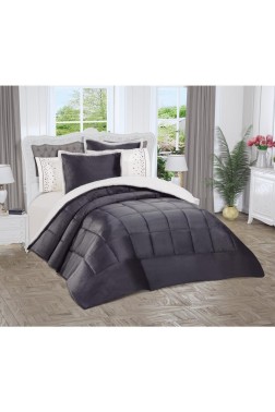 Yumi Bridal Set 6pcs, Comforter 220x240, Sheet 240x260, King Size, Double Size, Cotton Fabric, Antrachite - Thumbnail