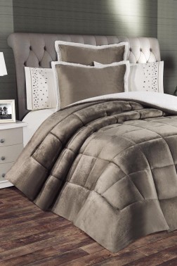 Yumi Bridal Set 6pcs, Comforter 220x240, Sheet 240x260, King Size, Double Size, Cotton Fabric, Brown - Thumbnail