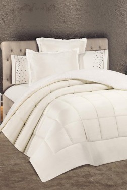 Yumi Bridal Set 6pcs, Comforter 220x240, Sheet 240x260, King Size, Double Size, Cotton Fabric, Cream - Thumbnail