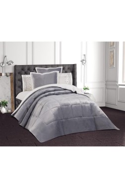 Yumi Bridal Set 6pcs, Comforter 220x240, Sheet 240x260, King Size, Double Size, Cotton Fabric, Gray - Thumbnail