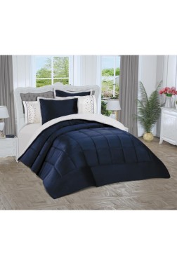 Yumi Bridal Set 6pcs, Comforter 220x240, Sheet 240x260, King Size, Double Size, Cotton Fabric, Navy Blue - Thumbnail